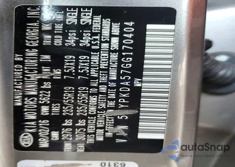 2016 Kia Sorento Sx z USA, uszkodzony, nr VIN 5XYPKDA57GG170404